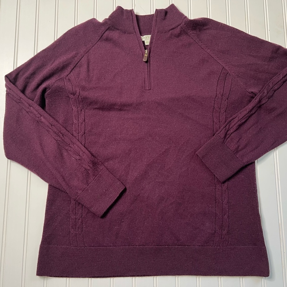Orvis Mens  100% Merino Wool 1/4 Zip Pullover Sweater Large. 824